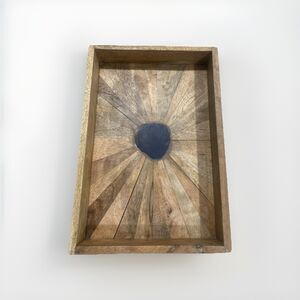 Handmade Solid Wood Display Tray With Starburst Epoxy In Center